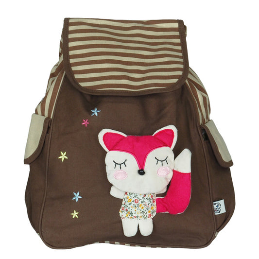 Cute Fox Fabric Art School Daypack - BagNook