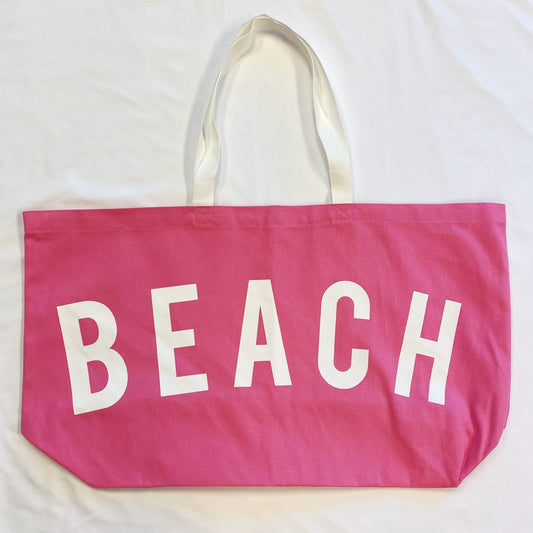 (pink)Let's Do Beach - Canvas Tote - BagNook