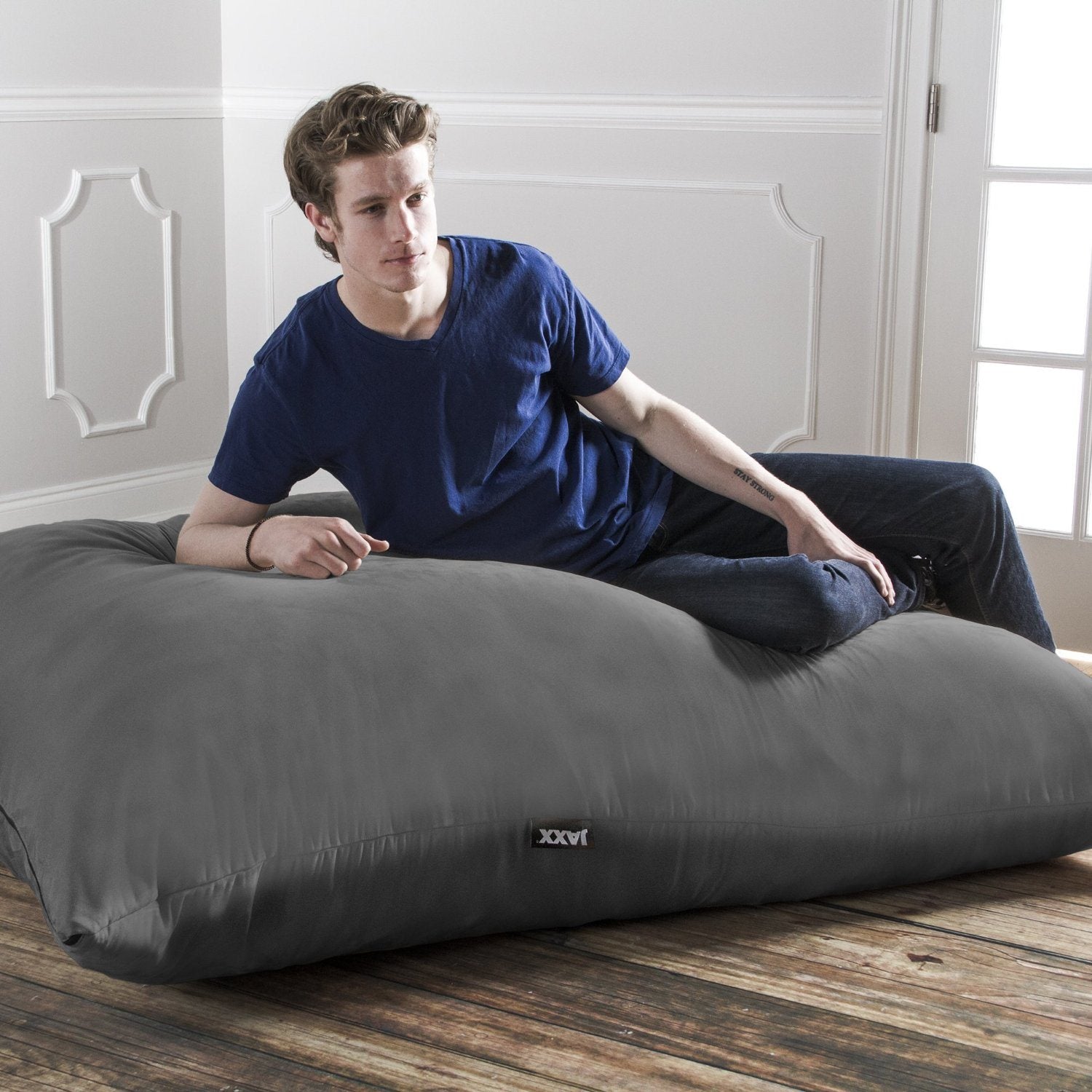 Jaxx 5.5 ft Pillow Saxx Bean Bag Pillow, Charcoal - BagNook
