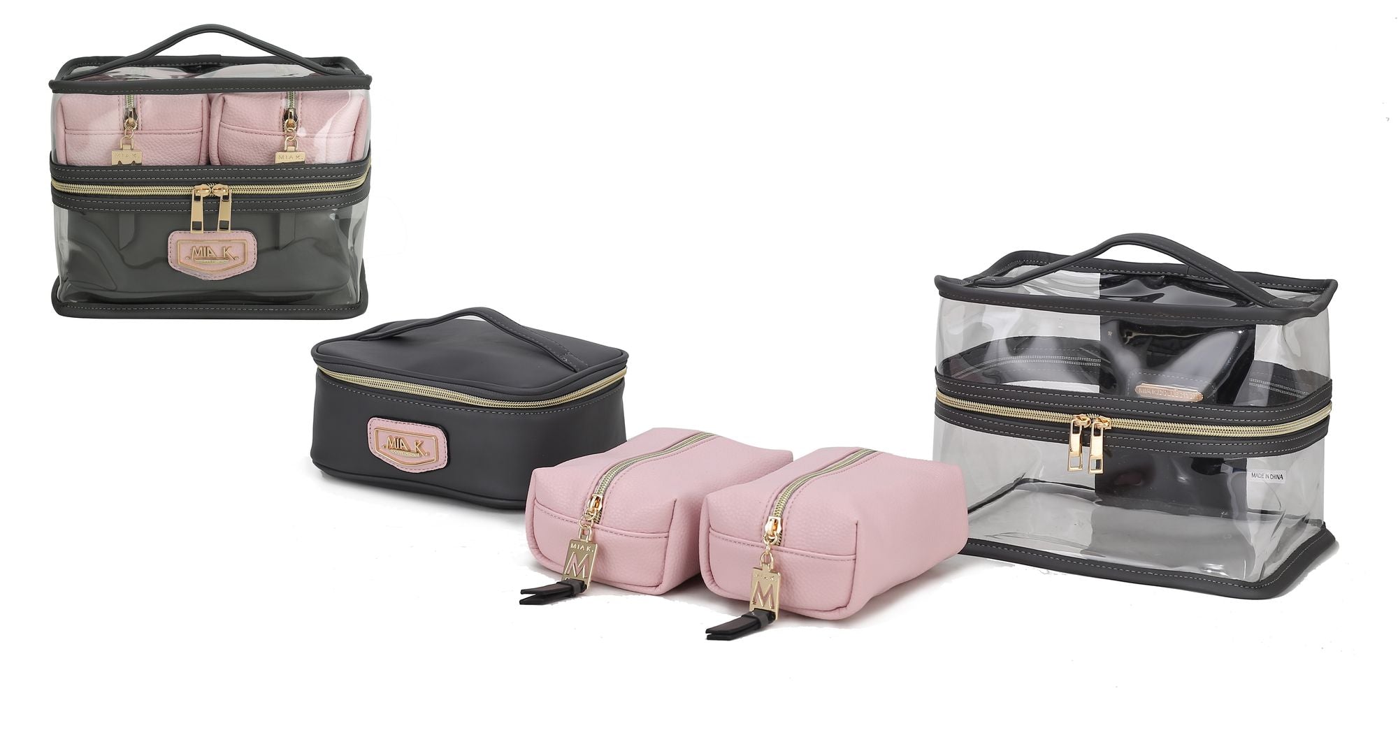 (pink charcoal)Emma Cosmetic 4pc Set by MiaK - BagNook