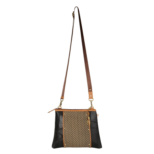 Noa Angled Crossbody Bag - Herringbone - Upcycled - BagNook