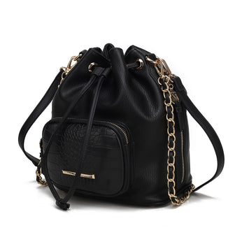 (black)Azalea Vegan Leather Women Bucket Bag by Mia K - BagNook