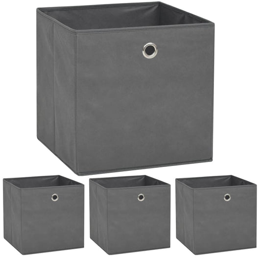 Storage Boxes 4pc Non-woven Fabric 12.6"x12.6"x12.6" - Gray - BagNook
