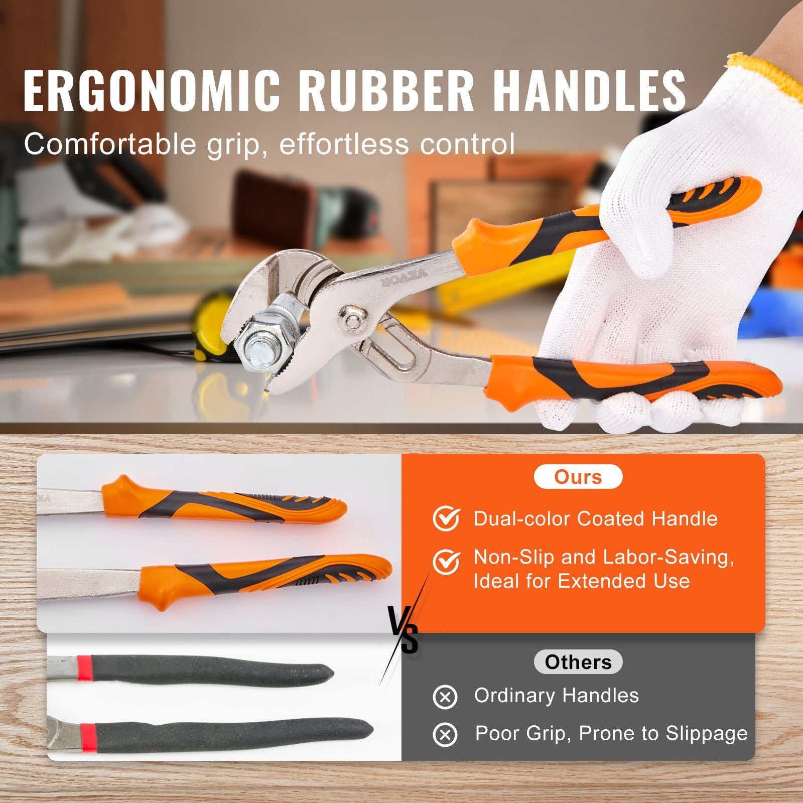 VEVOR 3pc Groove Joint Pliers Set, 12/10/8 inch - BagNook