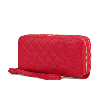 (red)Honey Leather Flower Embossed Wallet by Mia K - BagNook
