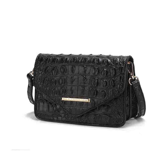 (black)Vanta Croc-Embossed Saddle by Mia K - BagNook