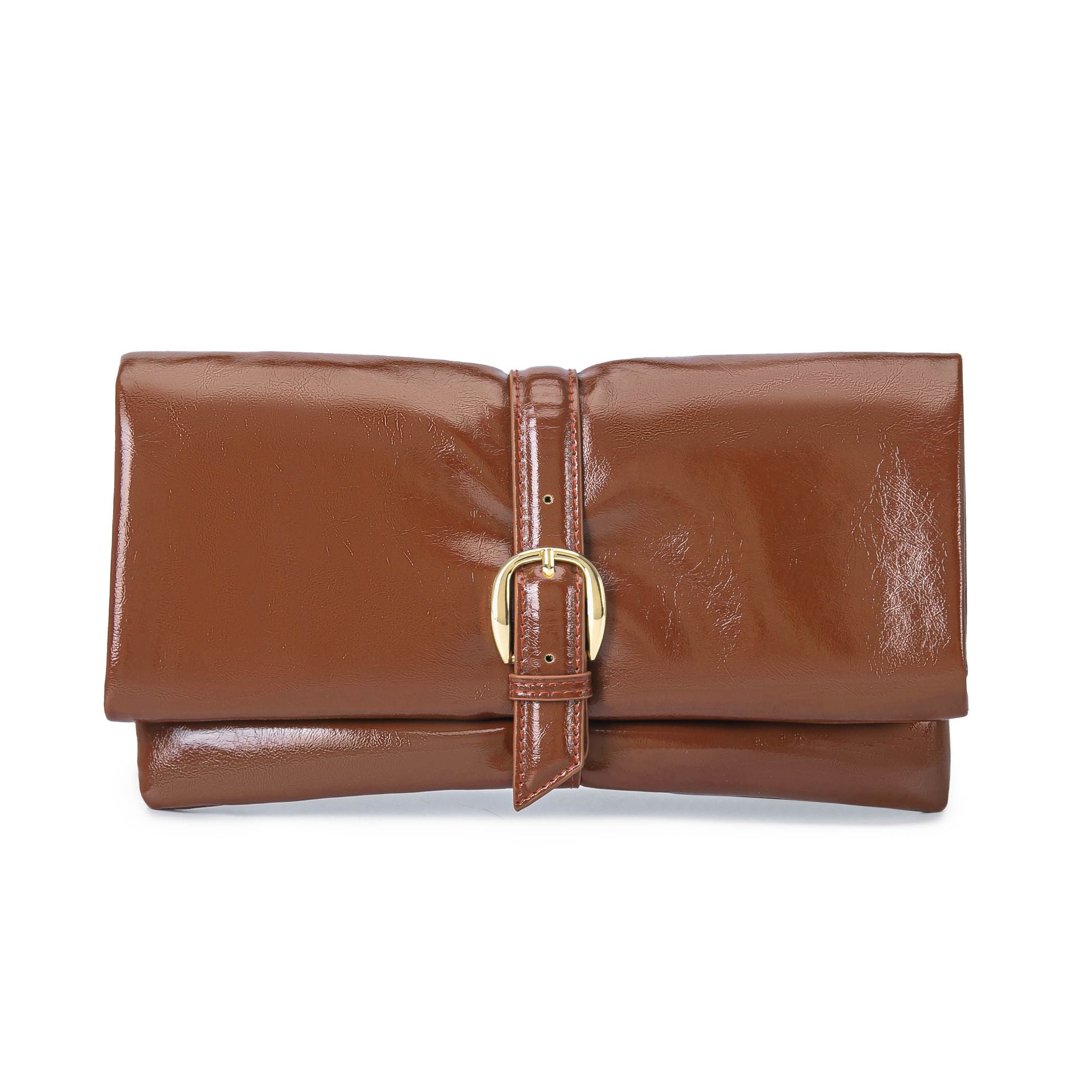 (cognac)Koumei Wristlet Purse Envelope Snap by Mia K - BagNook
