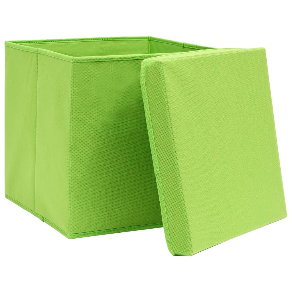 Storage Boxes w/Lids 4pc 12.6"x12.6"x12.6" Fabric - Green - BagNook