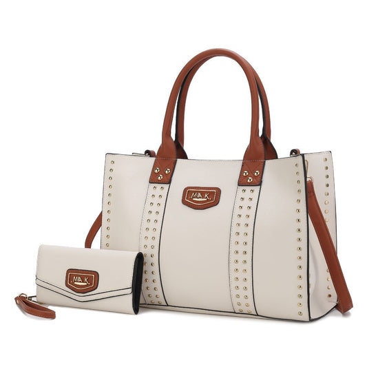 (beige)Davina Tote Set w/wallet her Crossover Womens Purse by Mia K - BagNook