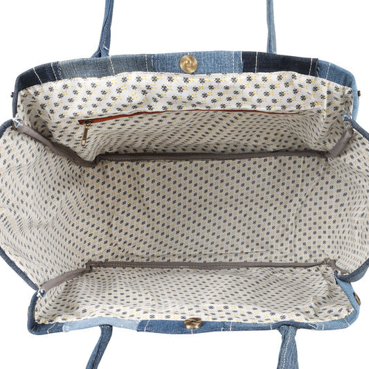 Terri Large Denim Patchwork Purse - Upcycled - BagNook