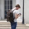 Load image into Gallery viewer, The Gaetano | Large Leather Backpack Camera Bag w/Tripod Holder - BagNook
