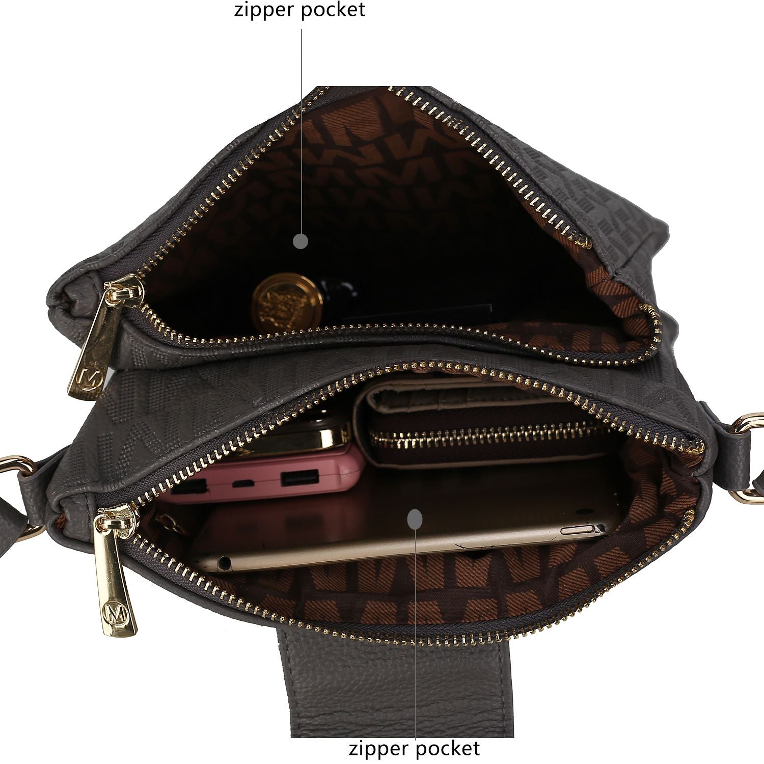 (chocolate)Marietta M Signature Crossbody Bag by Mia K - BagNook