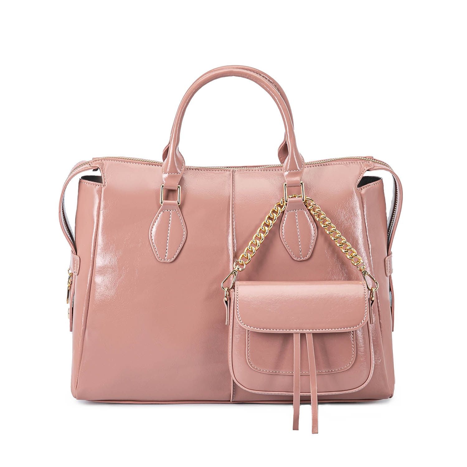 (rose pink)Yareli Tote w/Mini Crossbody Bag Set by Mia K - BagNook
