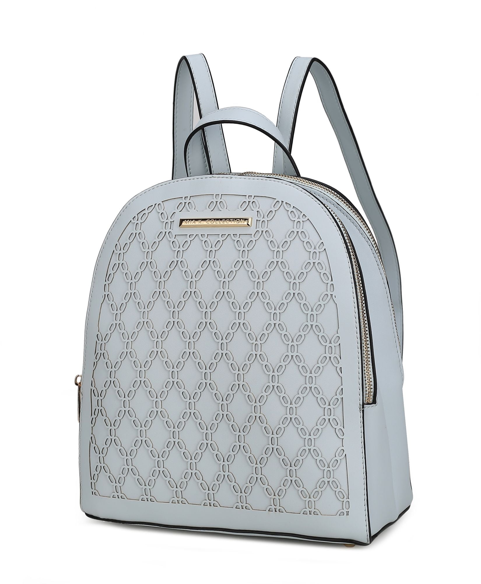 (light blue)Sloane Vegan Leather Multi-Compartment Backpack by Mia K - BagNook