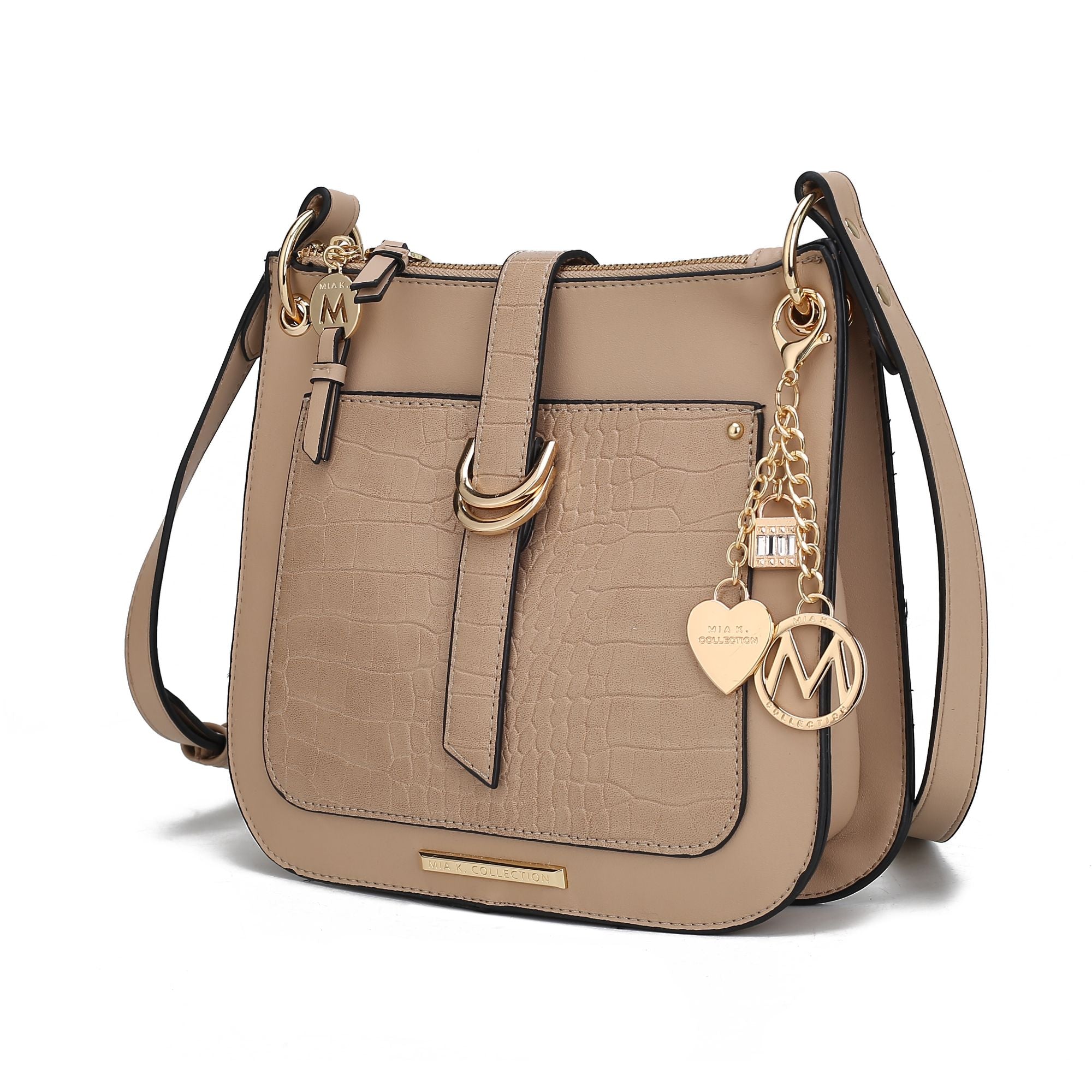 (taupe)Kiltienne Crossbody Handbag Vegan Leather by Mia K - BagNook