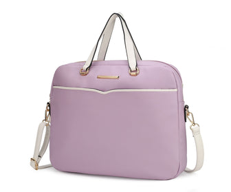 (lilac)Rose Vegan Leather Laptop Briefcase by Mia K - BagNook