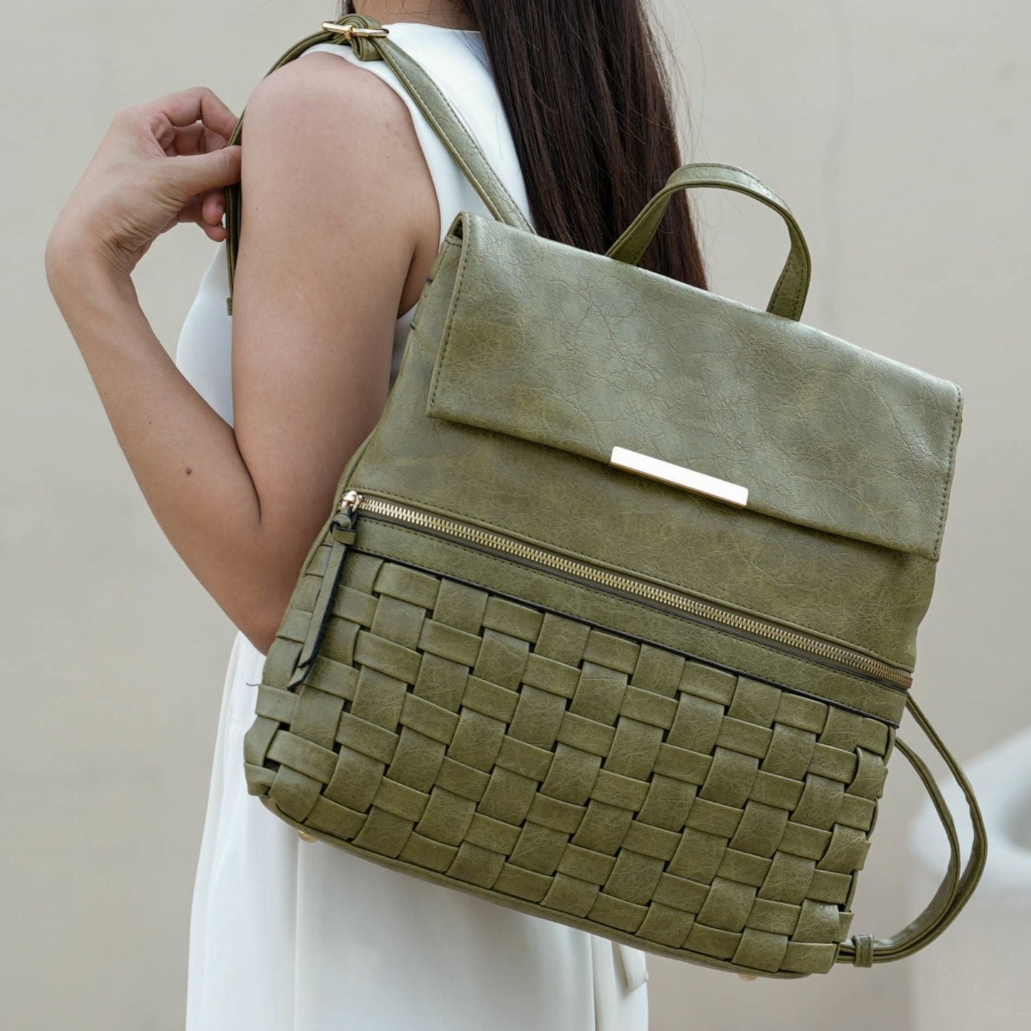 (sage green)Alba Convertible Daypack by Mia K - BagNook