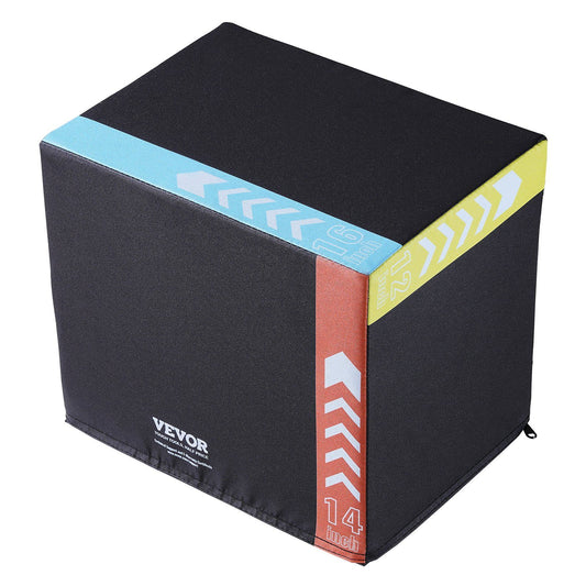 VEVOR 3 in 1 Plyometric Strength Training Jump Box - Recycled Cotton, 16/14/12", Black - BagNook