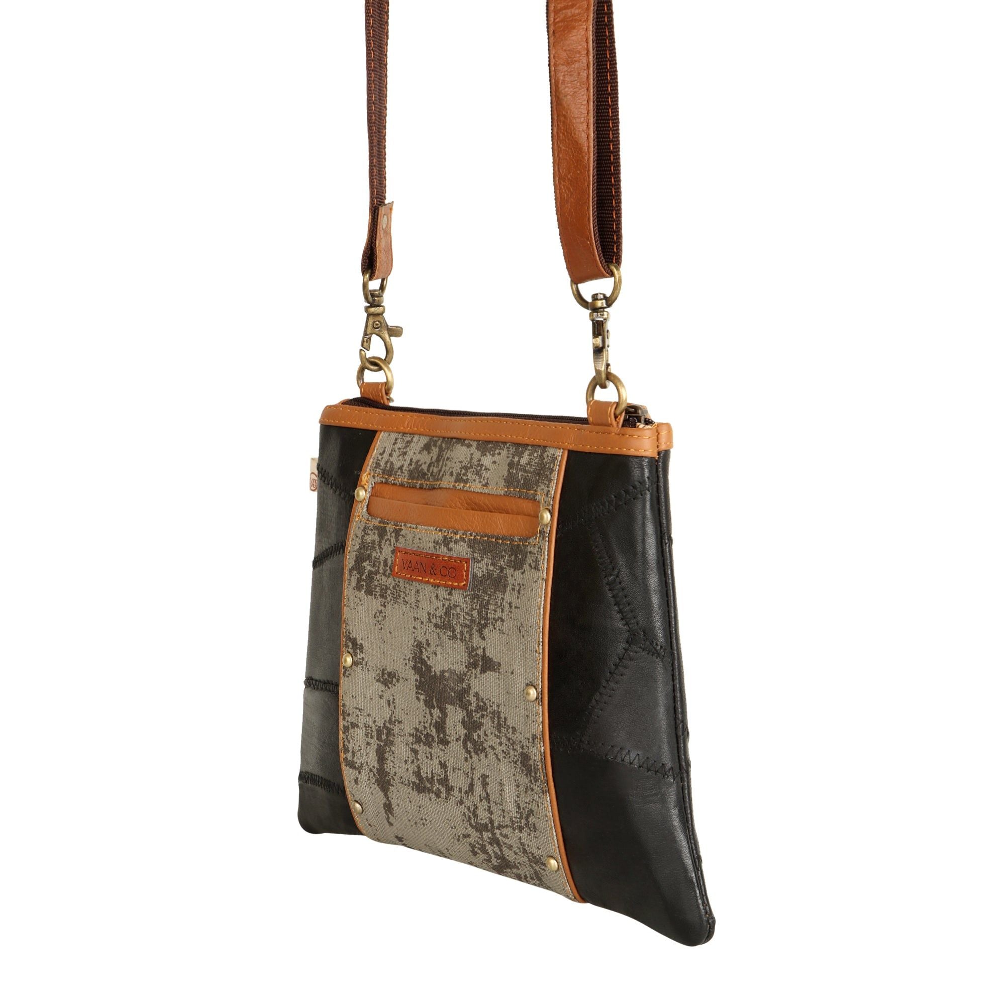 Noa Angled Crossbody Bag - Carbon Grey - Upcycled - BagNook