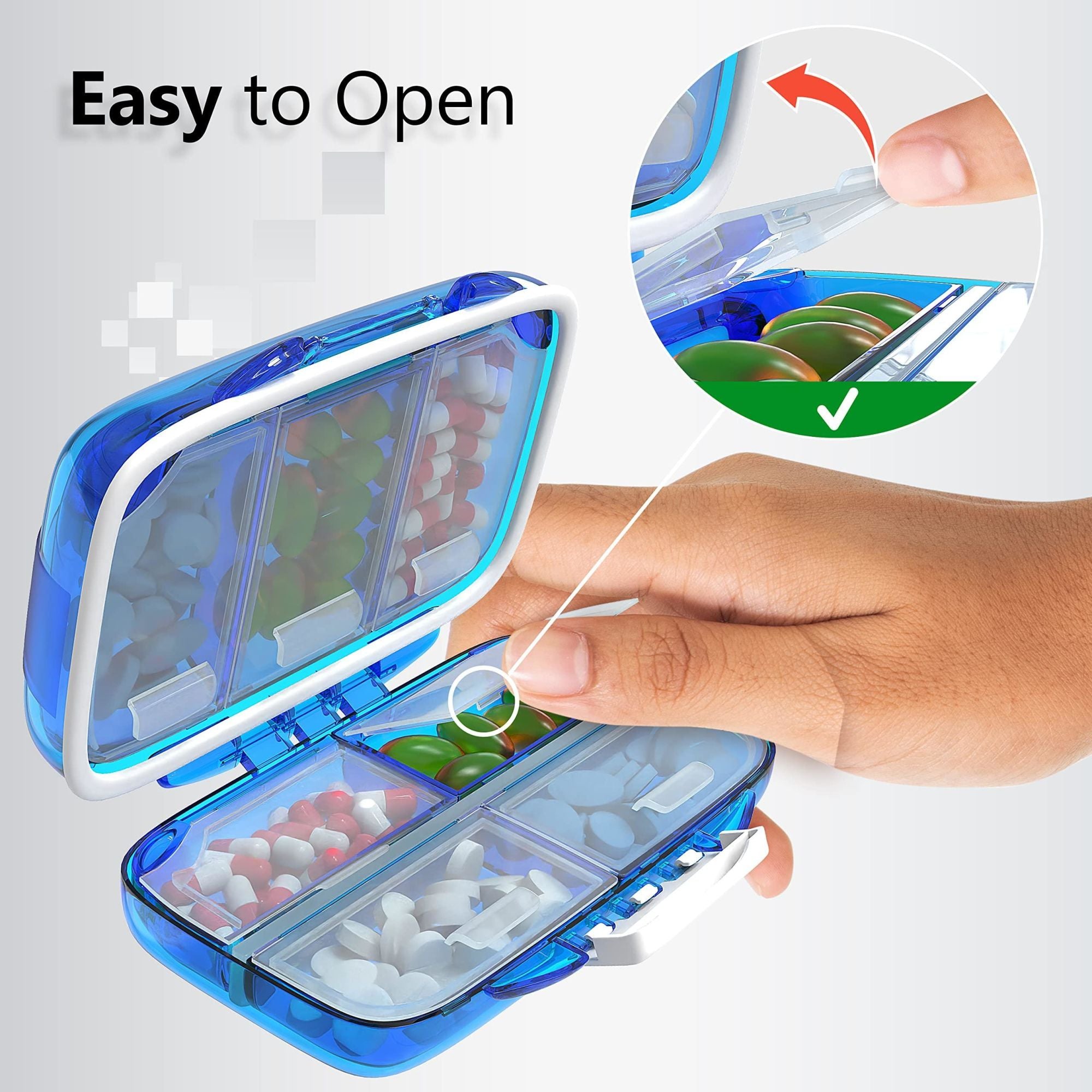 Travel Pill Organizer - 7 Compartments - Blue - BagNook