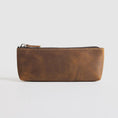 Load image into Gallery viewer, (brown)The Pallavi | Handmade Leather Pencil / Makeup Bag - BagNook
