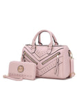 Load image into Gallery viewer, (pink)Lara Vegan Leather Satchel with Wallet by Mia k - BagNook
