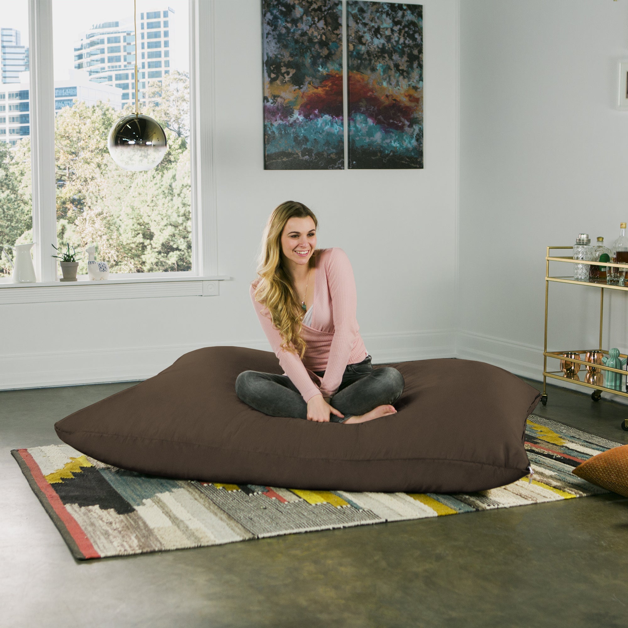 Jaxx 5.5 ft Pillow Saxx Bean Bag Pillow, Chocolate - BagNook
