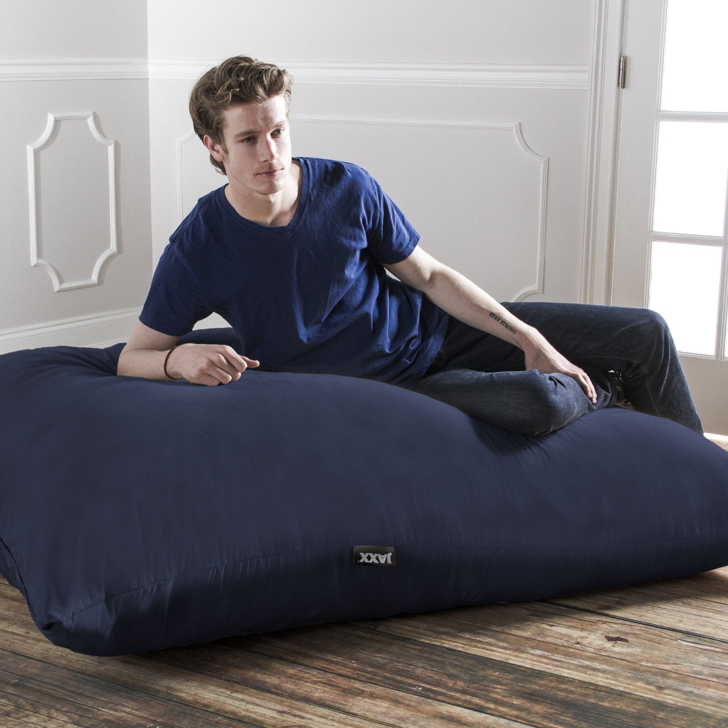 Jaxx 5.5 ft Pillow Saxx Bean Bag Pillow, Navy - BagNook
