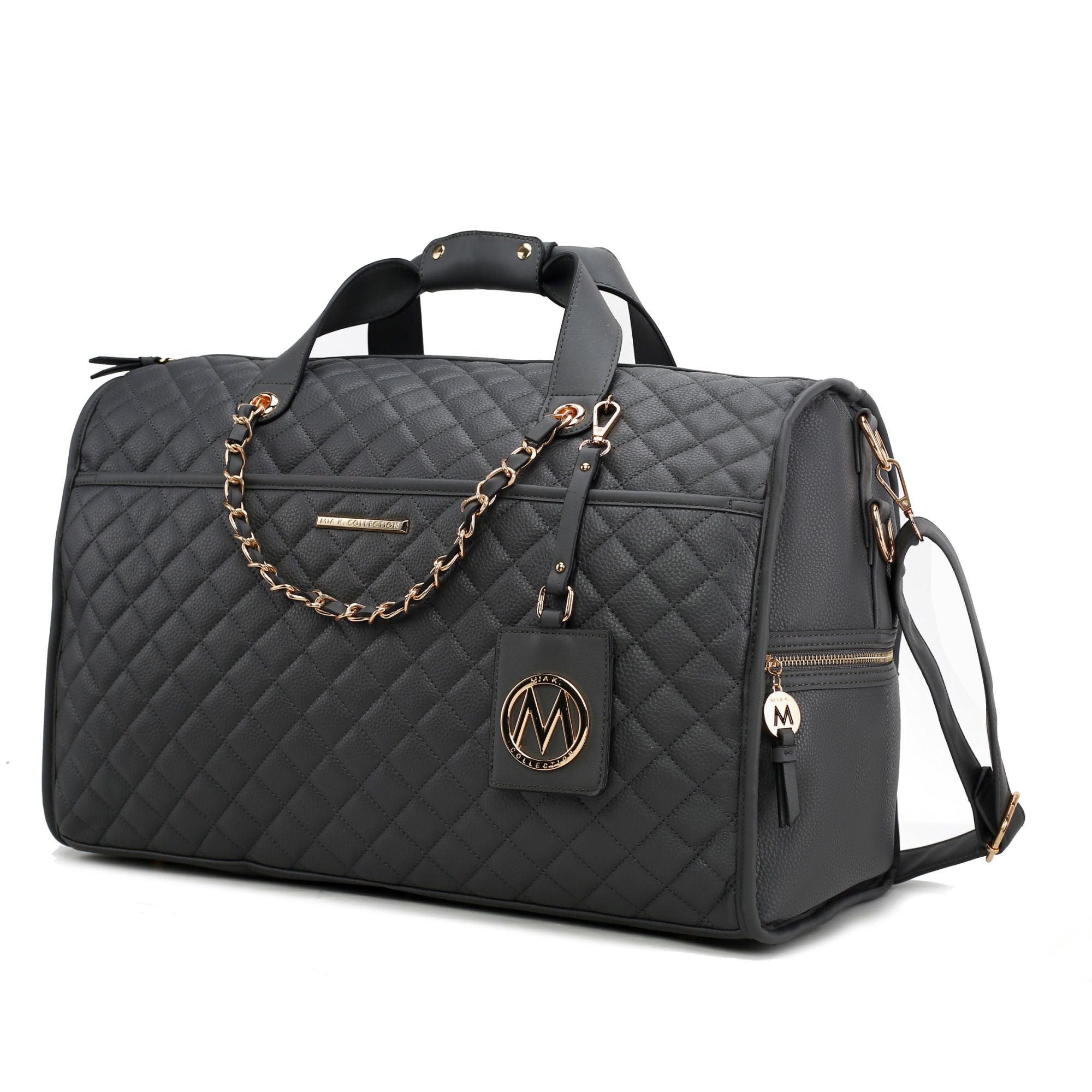 (charcoal)Lexie Vegan Leather Women Duffle by Mia K - BagNook