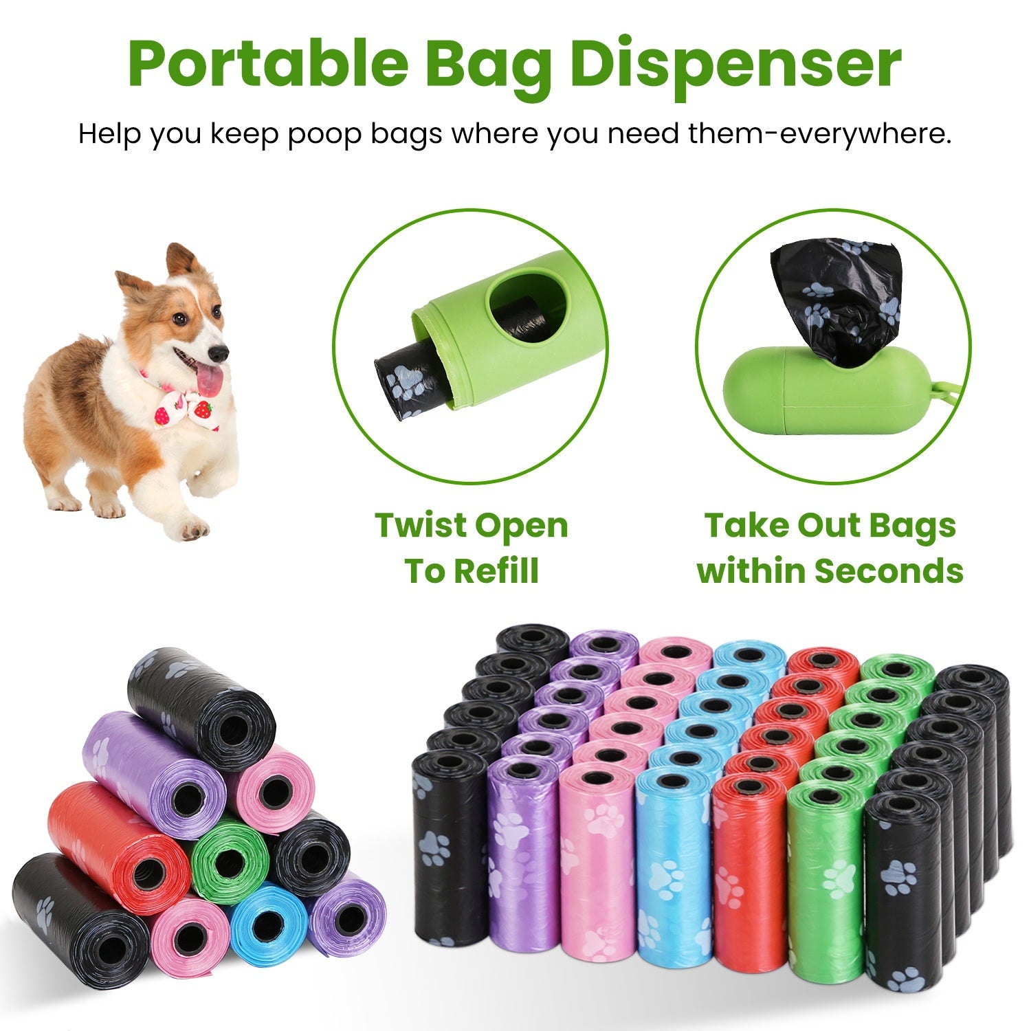 45 Rolls - Pet Waste Bags with Dispenser - BagNook