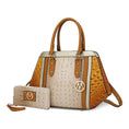 Load image into Gallery viewer, (beige yellow)Daisy Croco Satchel & Wallet by Mia K - BagNook

