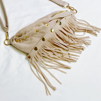 (alpaca)Fringed Or Not Sling Bag w/ Detachable Fringe - BagNook