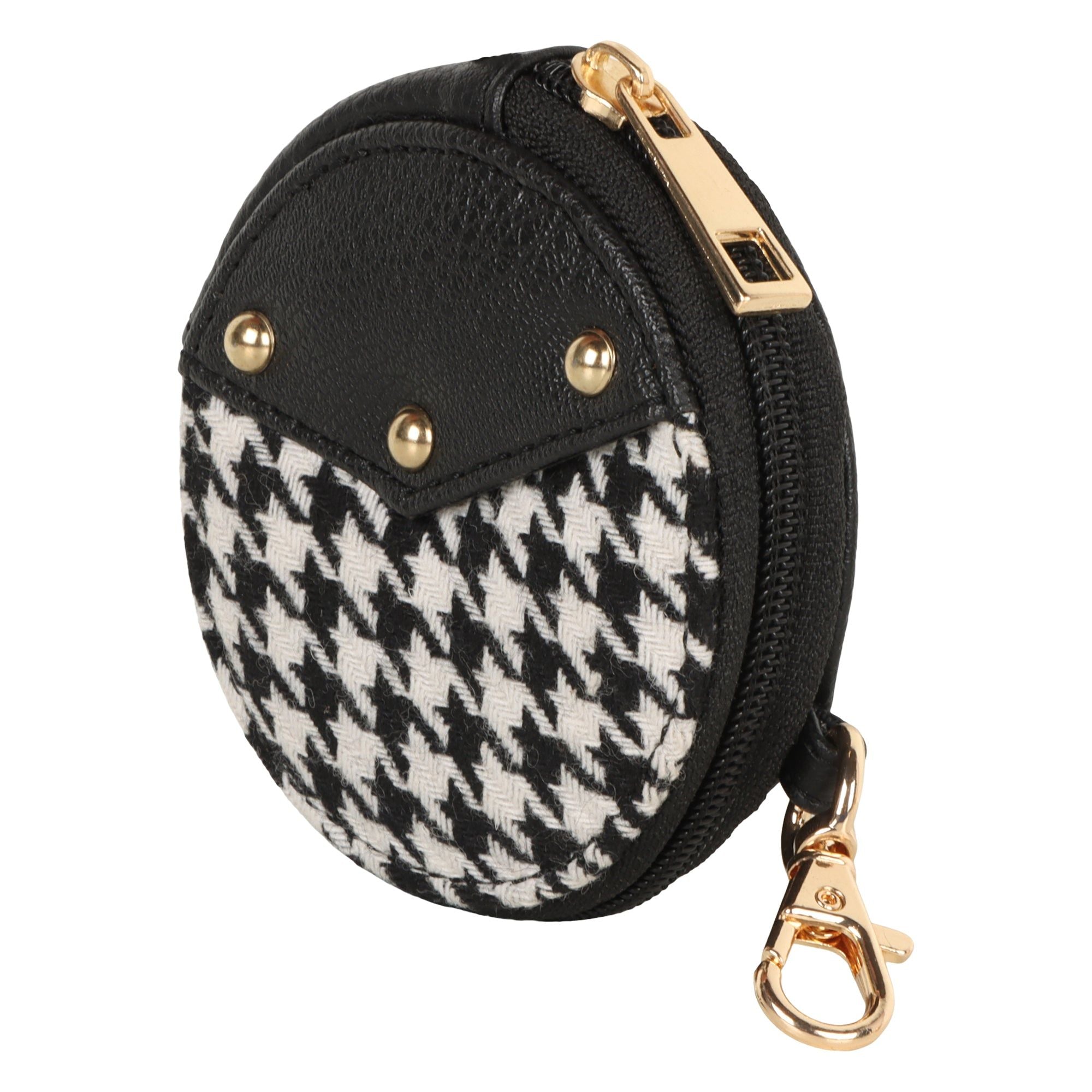 Millie Houndstooth Print Keyfob Coin Purse - BagNook