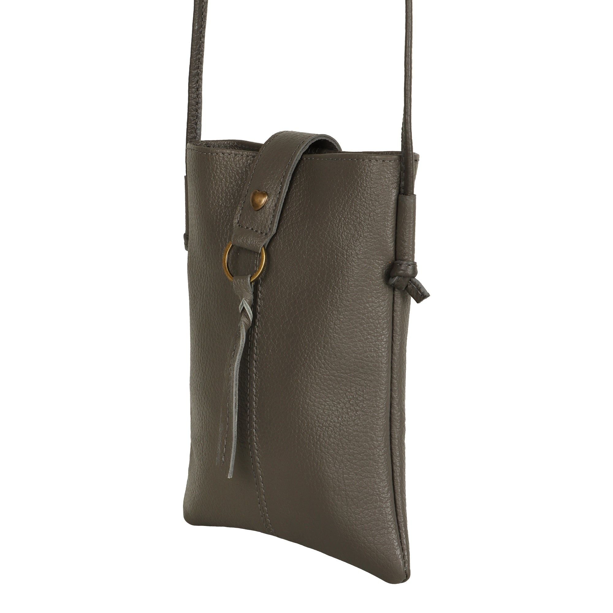 Jennie Small Crossbody bag w/ slim strap - Ash Grey - BagNook