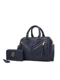 Load image into Gallery viewer, (navy blue)Lara Vegan Leather Satchel with Wallet by Mia k - BagNook

