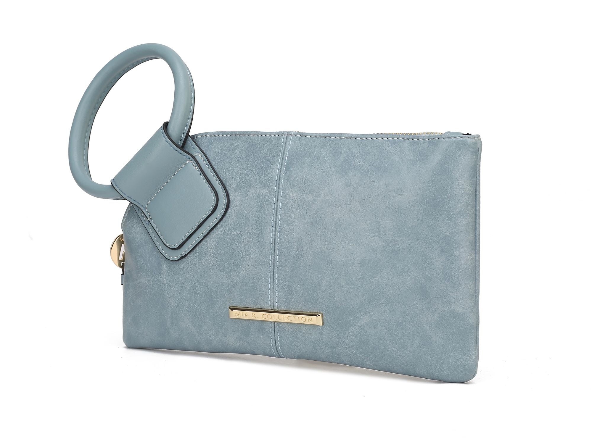 (denim)Simone Clutch/Wristlet Handbag Vegan Leather by Mia k - BagNook