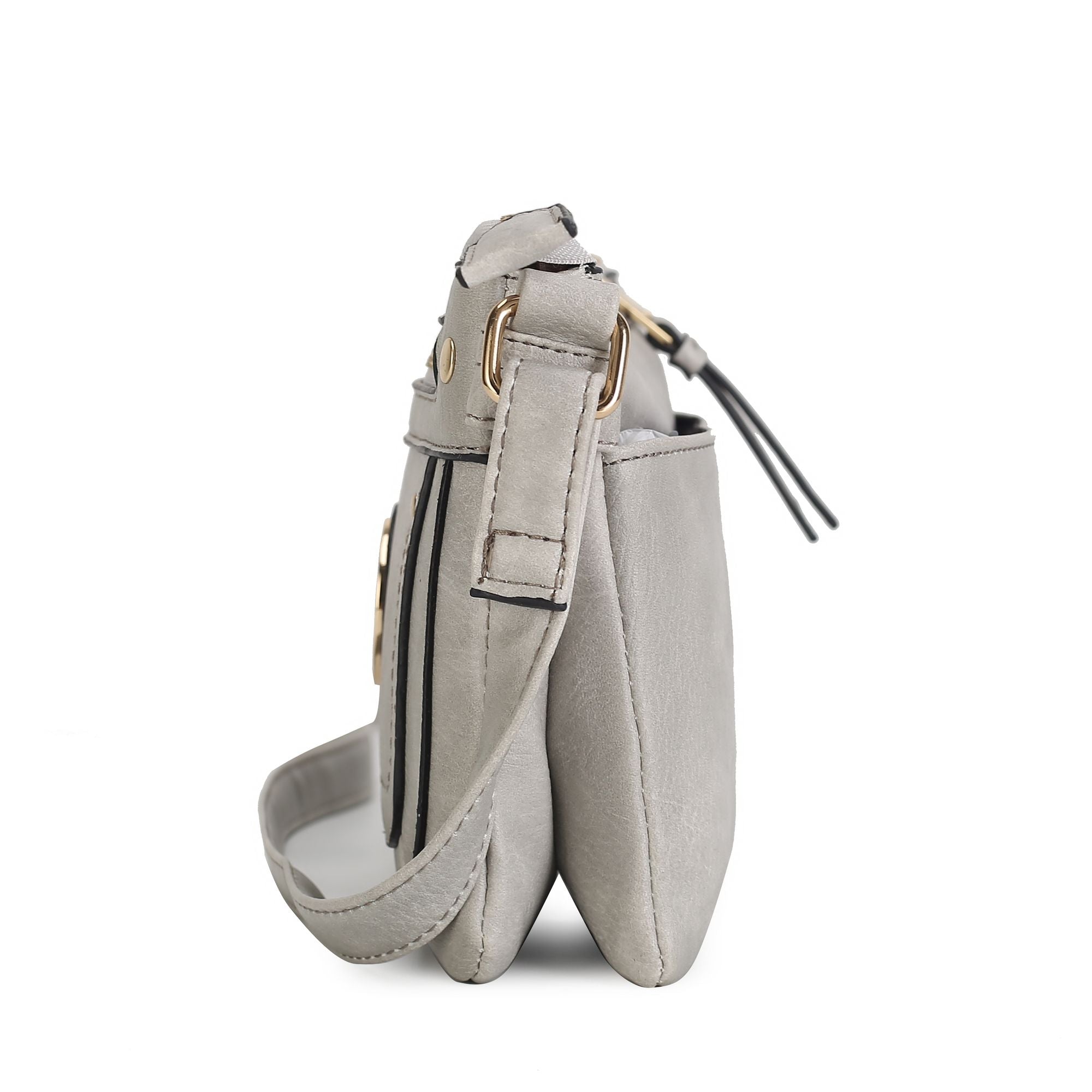 (gray)Elaina Multi Pocket Crossbody Handbag by Mia K - BagNook