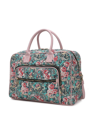 (green)Jayla Quilted Botanical Pattern Duffel Bag by Mia k - BagNook