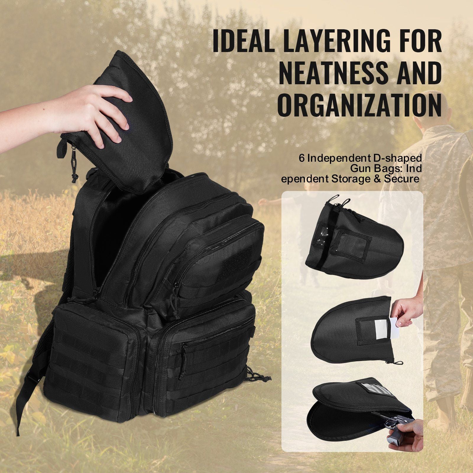 VEVOR Tactical Range Backpack for 6 Pistols - BagNook