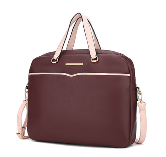 (wine)Rose Vegan Leather Laptop Briefcase by Mia K - BagNook