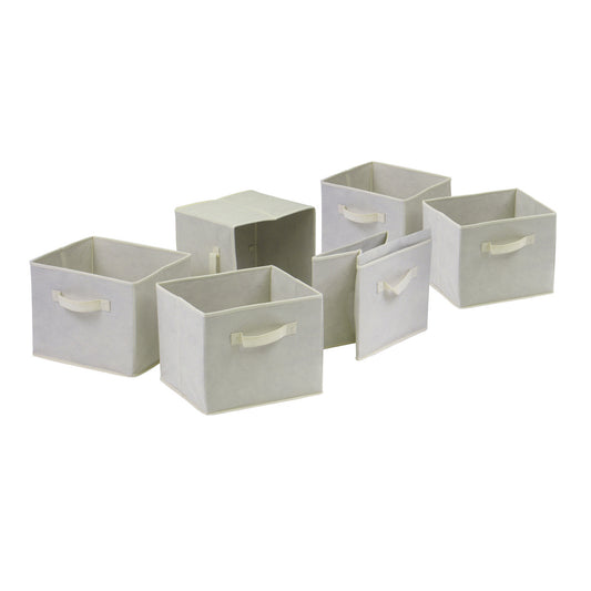 Capri Set of 6 Foldable Fabric Baskets - Beige - BagNook