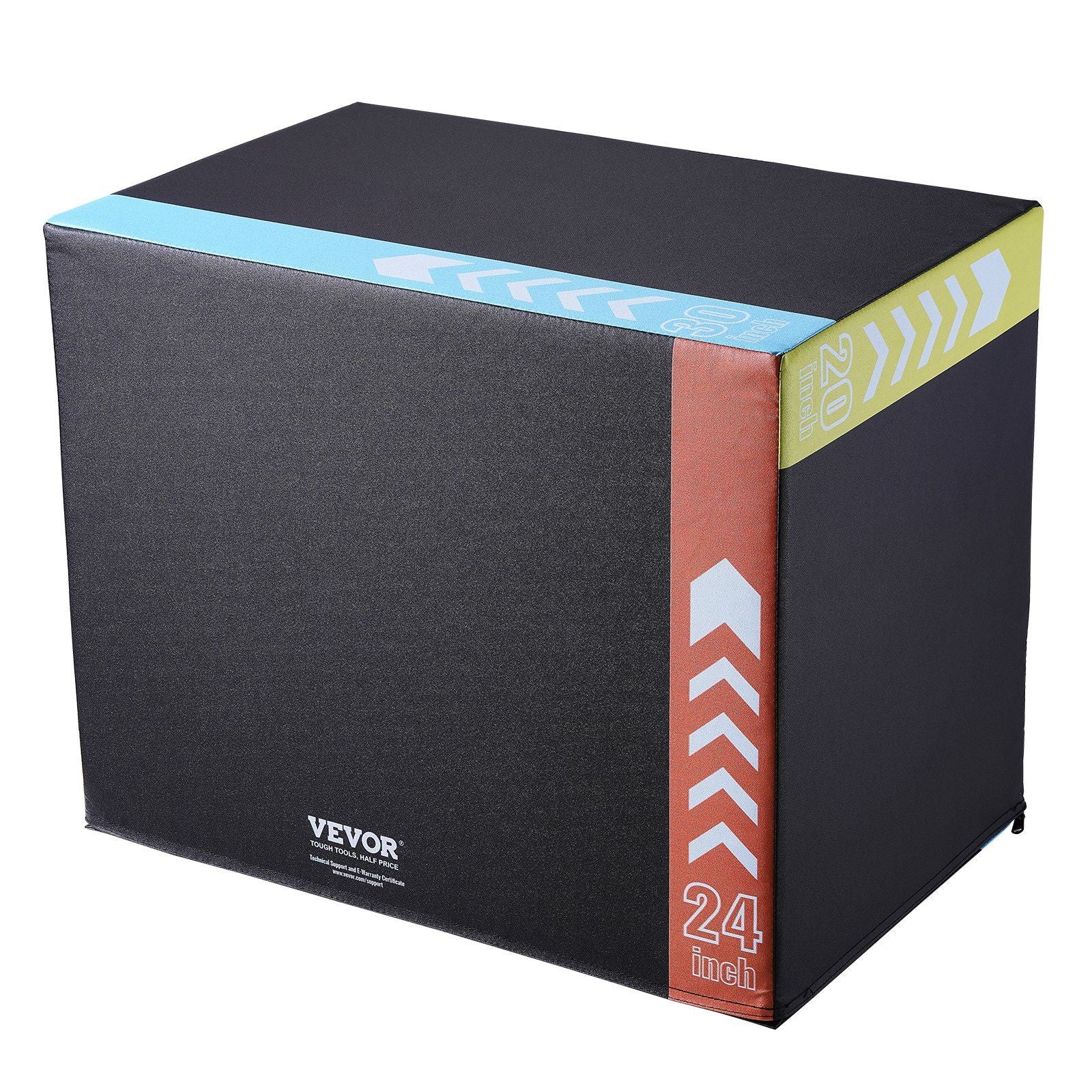 VEVOR 3 in 1 Plyometric Strength Training Jump Box - Foam, 30/24/20", Black - BagNook