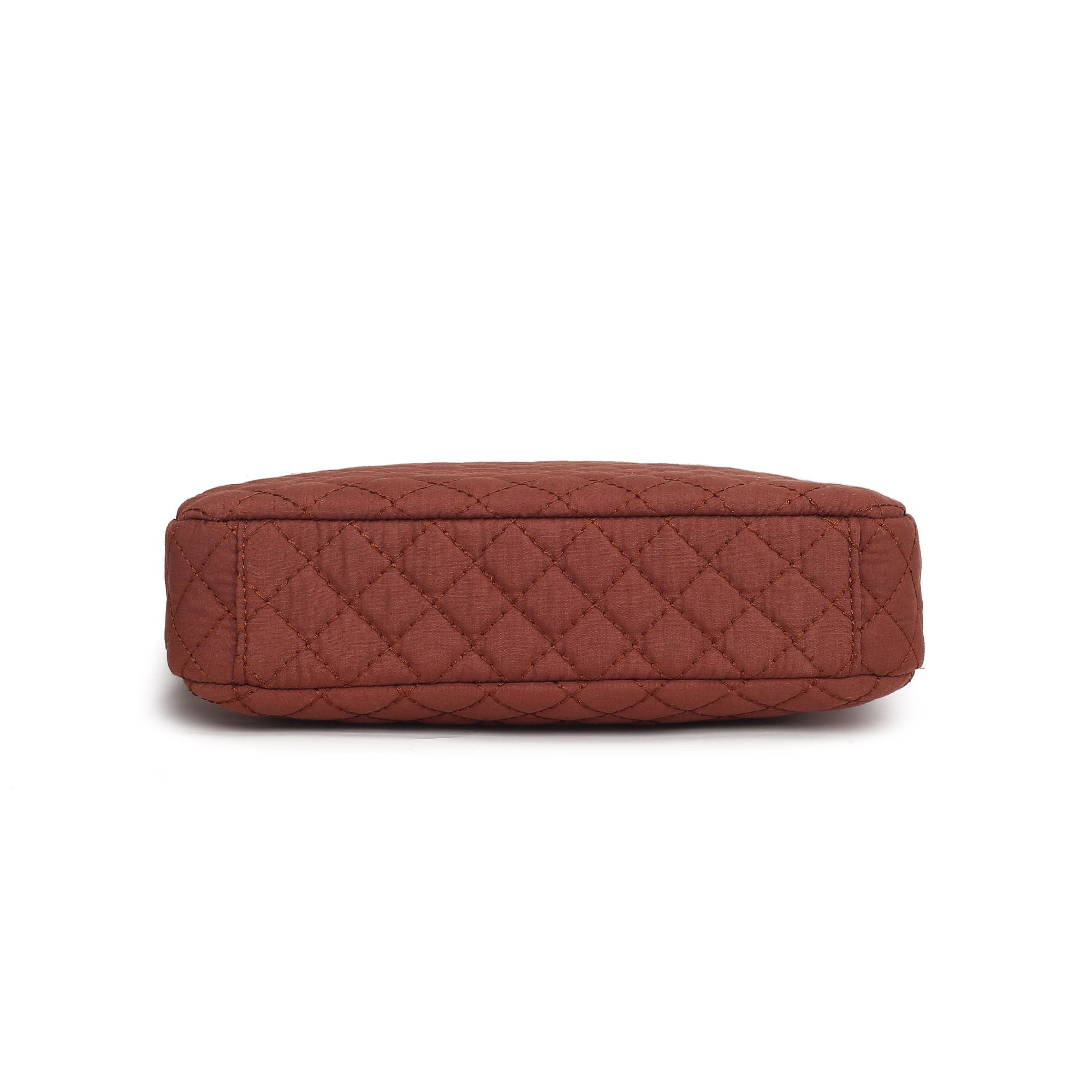 (brown)Lainey Solid Quilted Crossbody by Mia K - BagNook
