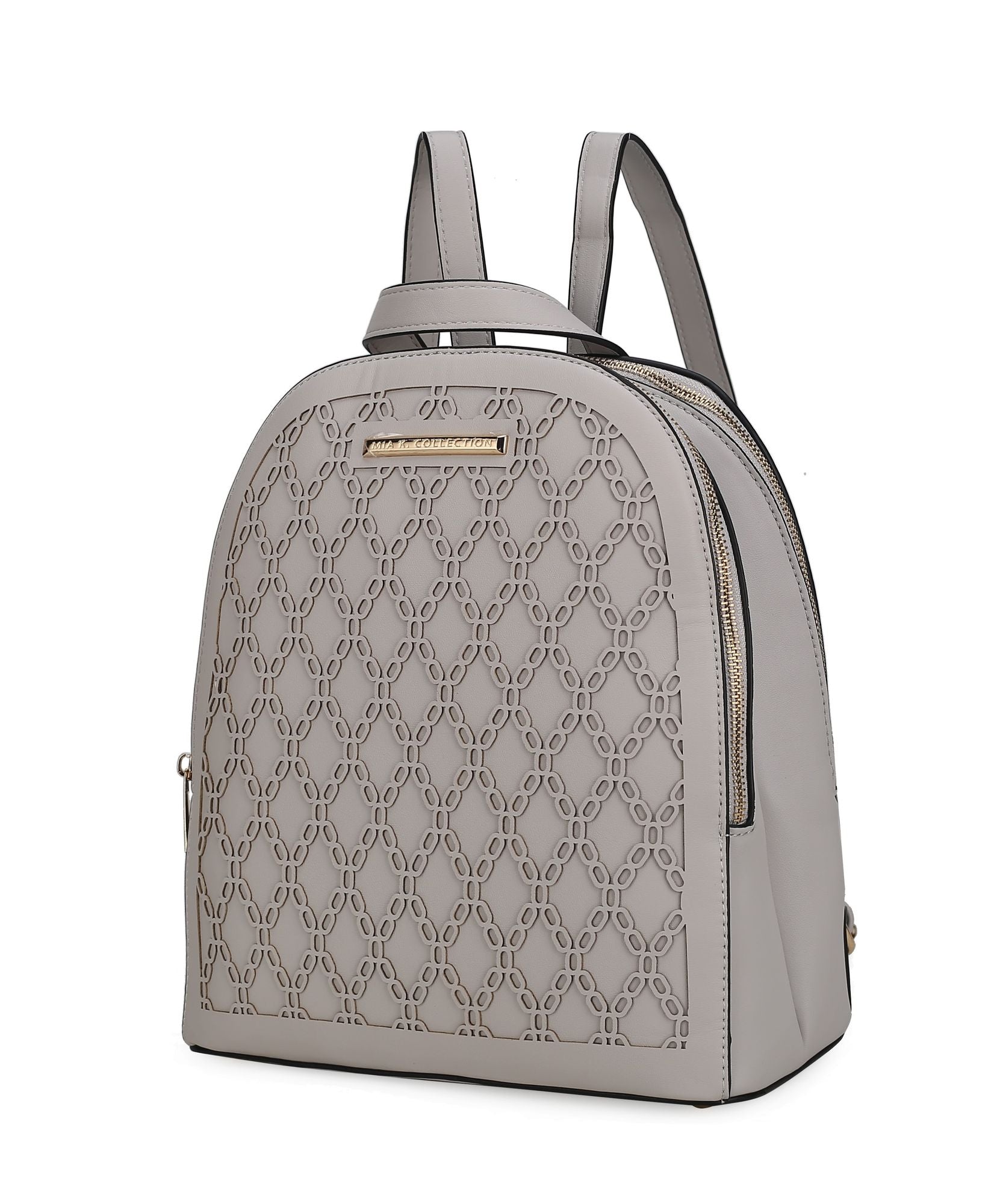 (light grey)Sloane Vegan Leather Multi-Compartment Backpack by Mia K - BagNook