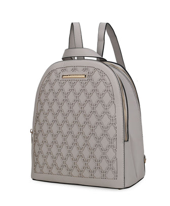 (light grey)Sloane Vegan Leather Multi-Compartment Backpack by Mia K - BagNook