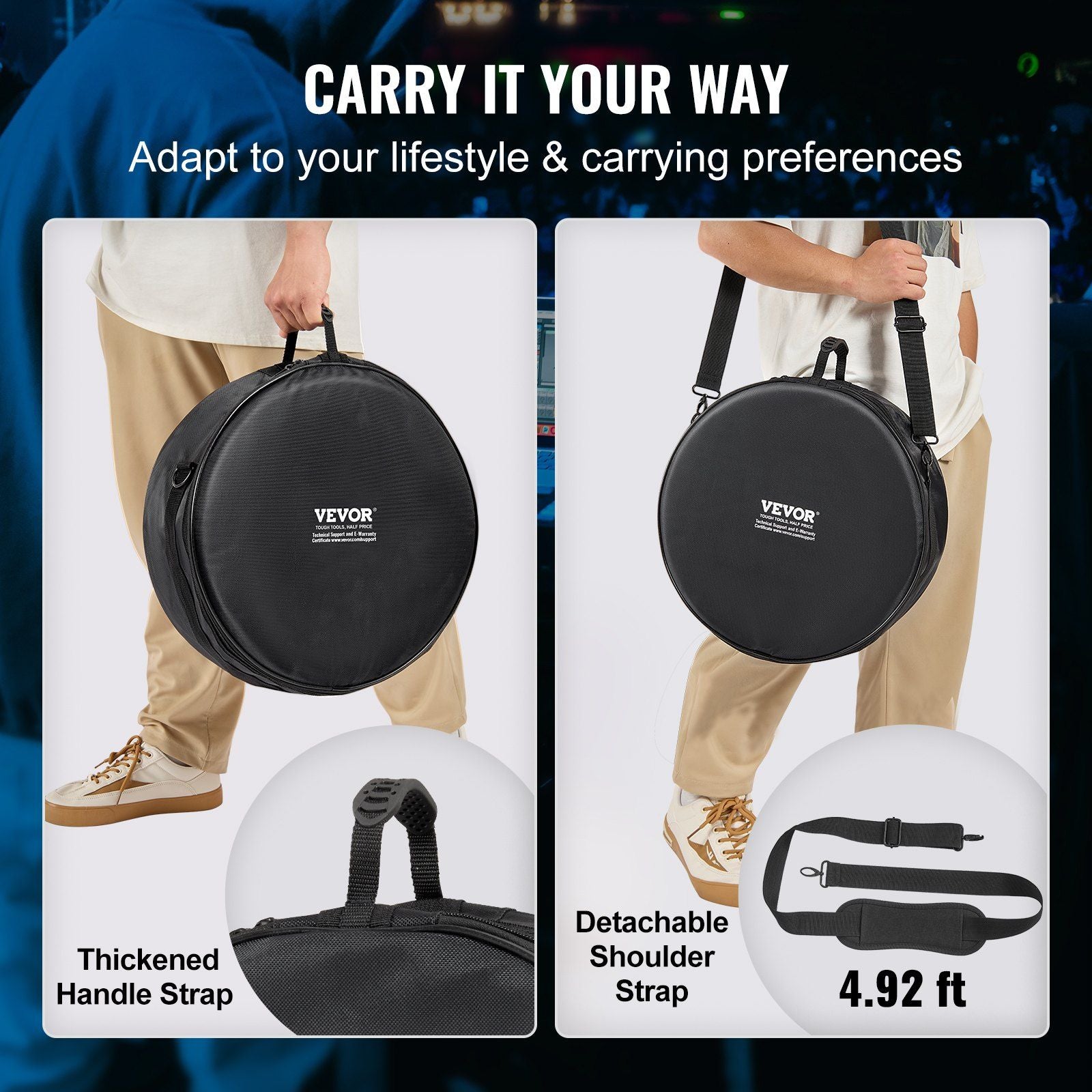 5-Piece Padded Drum Bag Set - w/Detachable Shoulder Strap - BagNook