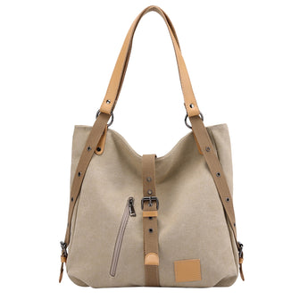 (khaki)Canvas Tote / Backpack - BagNook