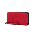 Load image into Gallery viewer, (red)Eve Vegan Leather Crocodile Embossed Wristlet by Mia K - BagNook
