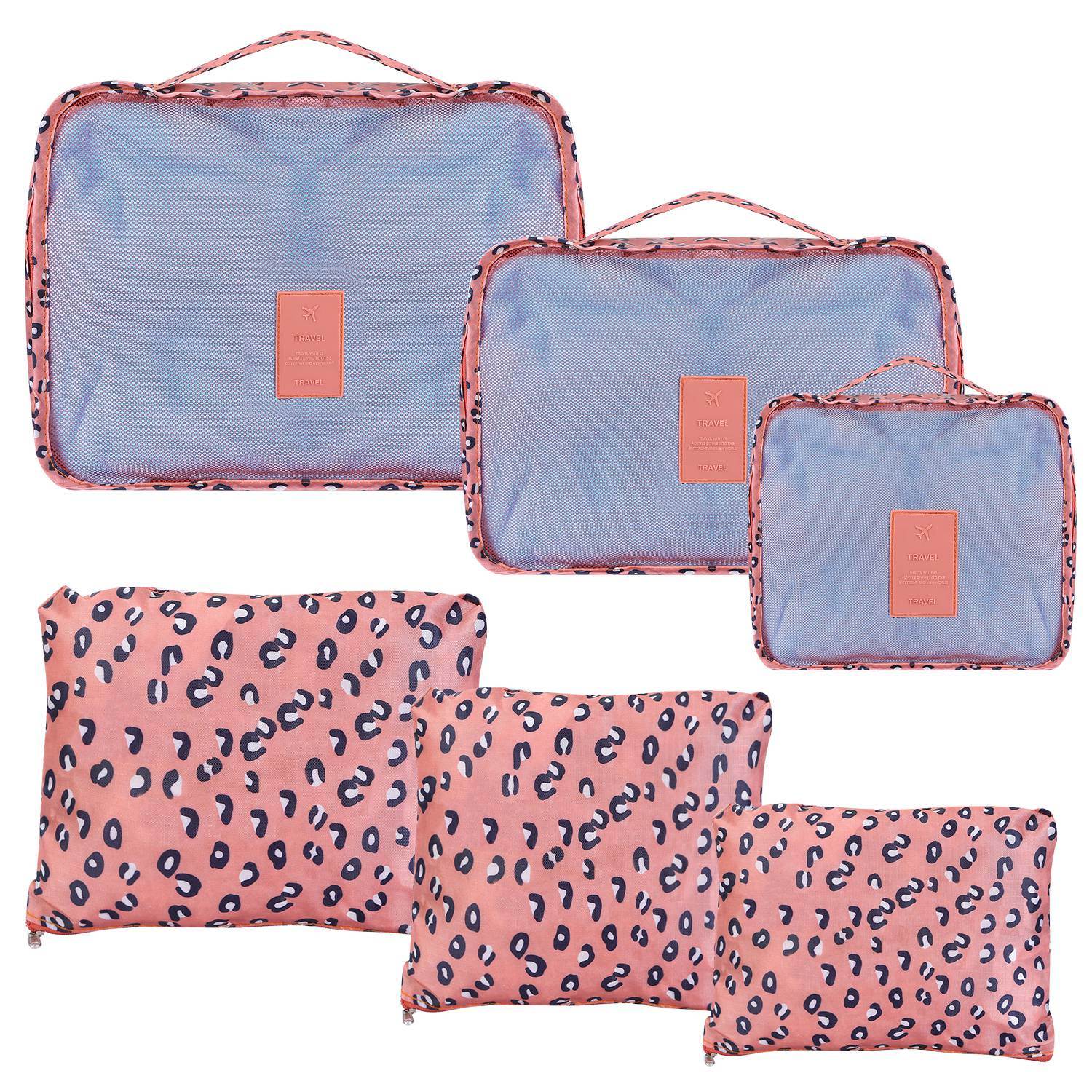 (leopard)9pc Travel Luggage Organizer - BagNook