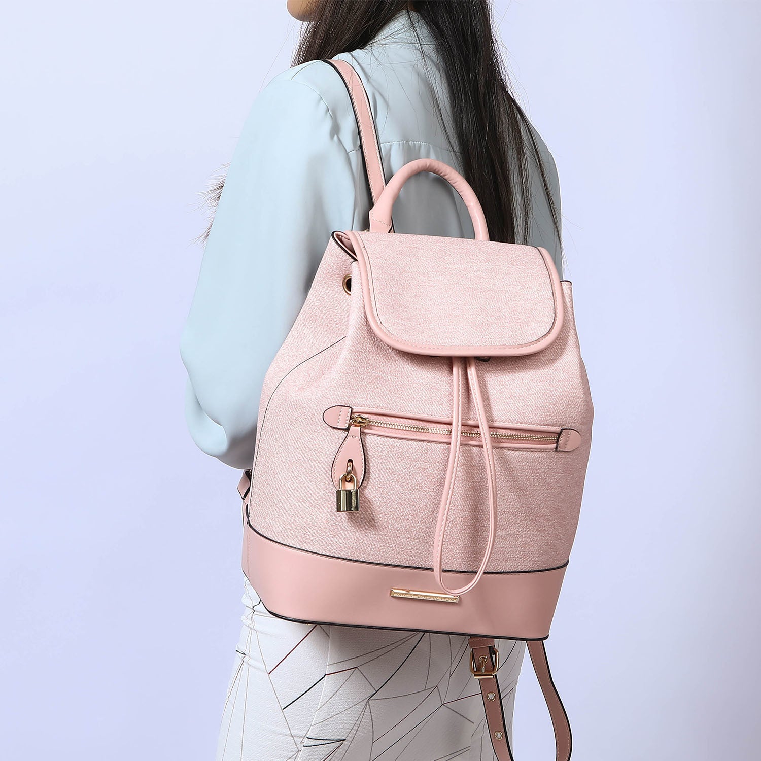 (pink)Porsha Vegan Leather Daypack by Mia K - BagNook